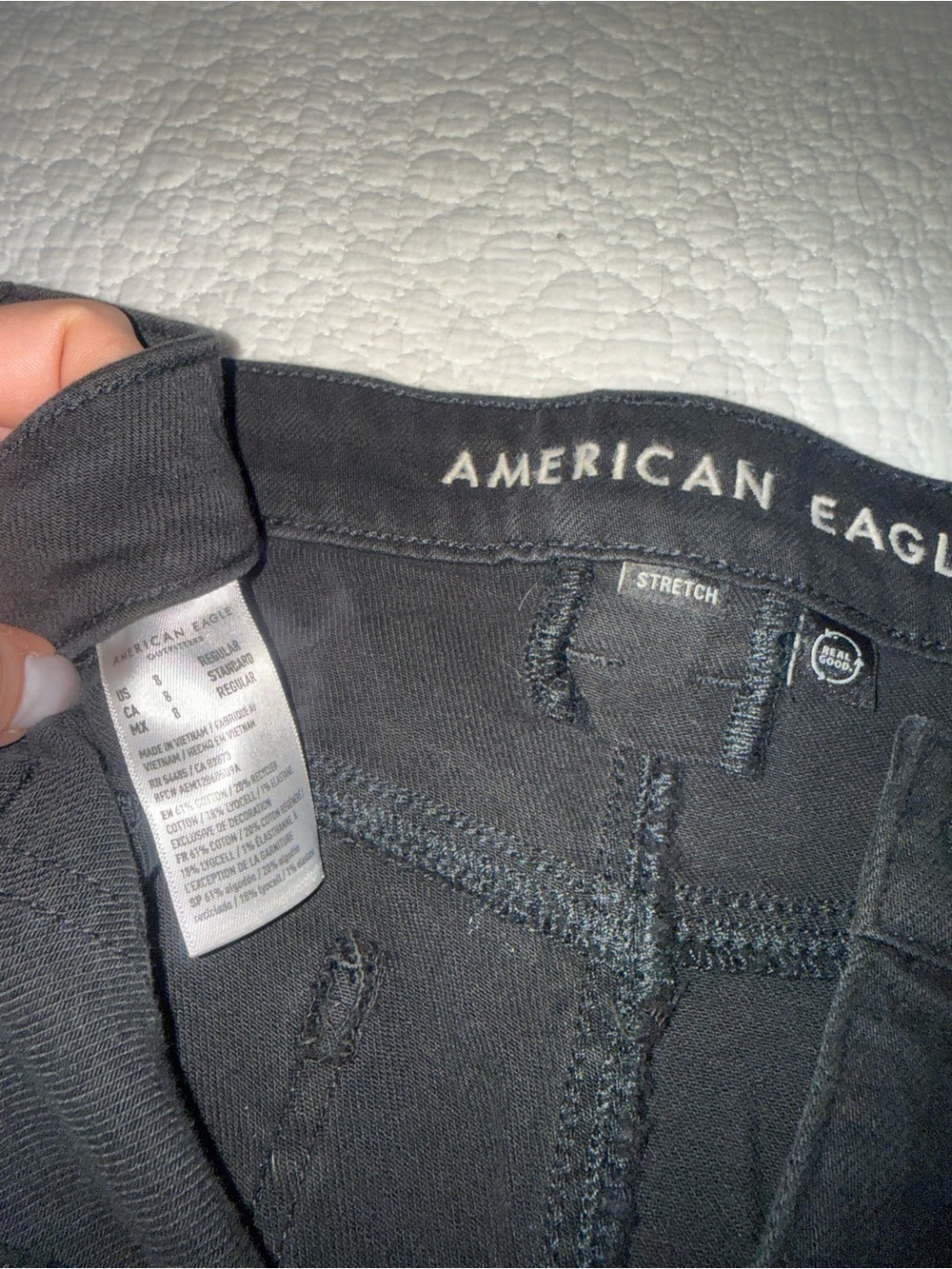 American Eagle Dreamy Drape Stretch Super High-Waisted Baggy Wide-Leg Jeans - Picture 8 of 8